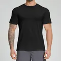 T-shirt sportiva da uomo nera realizzata in morbido misto lana Merino e Lyocell - Taglia S / Top / Nero premium