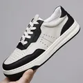 Men's breathable black and white casual sneaker with thick sole and hollow design - 38 / White Black