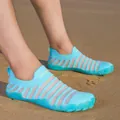 Breathable blue striped barefoot water shoes for beach and swim sports - Blue