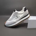 Baskets pour hommes élégantes en cuir et mesh en gris et blanc, chaussures Gump - Blanc