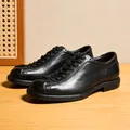 Men's classic black Goodyear welted horsehide leather business formal dress shoes - 37 / Black