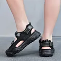 Schwarze Outdoor-Kindersandalen mit Zehenschutz und rutschfester dicker Sohle - Eis-Tintenschwarz