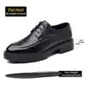 Professionele zwarte herenschoenen van geperforeerd leer met dikke rubberen zool van 5 cm - 37 / Opengewerkt Model Platte Hak 5cm (Z81-1) / Zwart