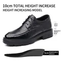 Formele 10 cm herenverhogingsschoenen van leer met ademende gestructureerde afwerking - 37 / Opengewerkt 10cm Hoogteverhogend (Z83-1) / Zwart