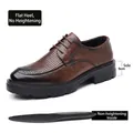 Klassieke bruine herenleren derby schoenen met perforaties en een 5 cm dikke zwarte zool - 37 / Opengewerkt Model Platte Hak 5cm (Z81-1) / Bruin