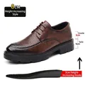 Bruine ademende heren oxford schoenen met onzichtbare verhoging van 8 cm lift zool - 37 / Opengewerkt Model 8cm Hoogteverhogend (Z82-1) / Bruin