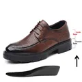 Heren bruine 10cm verhogende leren schoenen met verborgen 5cm binnenzool. - 37 / Opengewerkt 10cm Hoogteverhogend (Z83-1) / Bruin