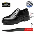 Scarpe eleganti da uomo in pelle nera traspirante con rialzo interno invisibile di 8 cm - 37 / Stile Traforato con Rialzo di 8cm (17107-1) / Nero