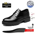 Scarpe rialzate da uomo 10cm con design traforato traspirante e soletta interna segreta - 37 / Stile Traforato con Rialzo di 10cm (17108-1) / Nero
