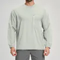 T-shirt de sport à manches longues gris éco-responsable pour homme avec poche zippée. - S / Hauts / Vert Clair