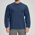 Haut de sport à manches longues recyclé pour hommes en bleu marine pour la randonnée - S / Hauts / Bleu Mer Foncé