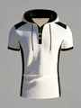 Sportliches Slim-Fit Herren-Kapuzen-T-Shirt mit schwarzen Kontrastbahnen und Textur - S / Oberteile / Weiß