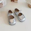 Élégantes chaussures de princesse argentées pour filles avec nœud décoratif et semelle souple. - Pointure 21 (Longueur intérieure 13.5cm) / Argent
