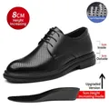 Black hollow men's business casual leather shoes with 8cm height increase feature - 37 / Hollow Height Increase 8CM / Black