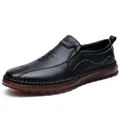 Mocasines de cuero texturizado negro para hombre con suela de goma marrón muy cómoda - 38 / Negro