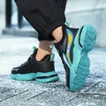 Stylish boys' black and teal waterproof sports running shoes with non-slip soft sole - Black Lake Blue