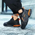 Boys black and orange waterproof sneakers with warm fleece lining and anti-slip sole - Black Orange Floral