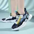 Zapatillas deportivas de malla transpirable para niños en variante de color azul - Negro