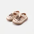 Sandali beige traforati con fiocco a quadretti per bambine dai 7 mesi ai 3 anni. - Beige