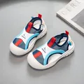 Sandales en mesh bleues et blanches pour garçons avec bout fermé de protection - Bleu