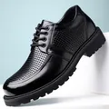 Zapatos de negocios de cuero negro con calados transpirables y diseño de cordones - Negro Calado