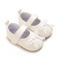 Elegante weiße Lauflernschuhe für Mädchen mit Schleife und weicher, rutschfester Sohle - Weiß