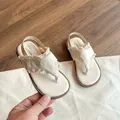 Cute girls cream lace flip-flop sandals with soft sole and elastic back strap for summer - Size 31 Inner Length 19.6CM / Off White