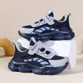 Hochwertige atmungsaktive blaue Mesh-Sportschuhe für Jungen mit Sulisi-Klettverschluss. - Dark Blue (W5600)