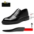 Zapatos de negocios hombre en piel perforada con plantilla de aumento de 8 cm. - 37 / Calado Negro Aumento de Estatura 8CM(3008-1) / Negro
