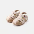 Beige toddler outdoor sandals with soft soles and breathable hollow design for summer - Size 16 (Inner Length 12.5cm) / Beige