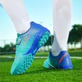 Professional kids' blue and teal turf soccer cleats with velcro straps for turf training - 30 / Mint Green