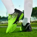 Green and black kids' TF soccer shoes with turf studs and hook-and-loop straps - 30 / Fluorescent Green
