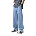 Jeans in denim azzurro da uomo con gamba dritta e ampia per un look estivo casual - Taglia S / Pantaloni e gonne / Azzurro