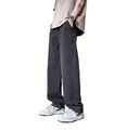 Pantaloni jeans dritti e larghi da uomo in grigio scuro per un look casual quotidiano - Taglia S / Pantaloni e gonne / Grigio