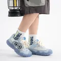 Zapatillas retro azul claro con suela gruesa, transpirables y diseño de ojos de búho - 31 / Azul Empolvado