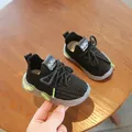 Breathable black knit baby sneakers with soft translucent soles and green accents - Size 15 (12cm) / Black (Spring/Autumn Double Mesh)