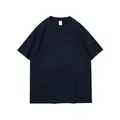 Herren klassisches dunkelblaues T-Shirt im amerikanischen Stil mit Fünf-Punkt-Ärmeln - Marineblau