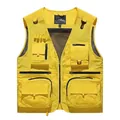 Bright yellow multi-pocket mesh vest for outdoor fishing, photography, and casual wear - 3XL / Top (8512) / Bright yellow