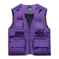 Durable purple multi-pocket quick-dry mesh vest for men's outdoor fishing photography - 3XL / Top (8512) / Deep purple