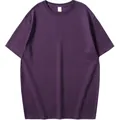 Dunkelviolettes Herren-T-Shirt im amerikanischen Stil mit halben Ärmeln aus Baumwolle - Dunkellila