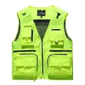 Functional neon green multi-pocket mesh quick-dry fishing and photography vest for men - Fluorescent Green