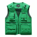 Professional green quick-dry mesh fishing vest featuring multiple utility storage pockets - Grass Green