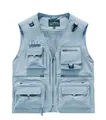 Men's light blue quick-dry mesh vest with multi-pockets for fishing and photography - Sky Blue