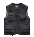 Dark grey men's quick-dry mesh outdoor utility vest with multi-pocket design - Gray