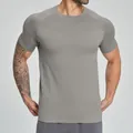 Men's seamless quick-dry fitness short sleeve athletic t-shirt in light grey finish - S / Tops / Dark Gray