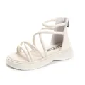 Eleganti sandali alla schiava alti bianchi per bambine con suole morbide e zip. - 26-31 Taglia Mista (6 Paia) / Beige
