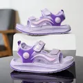 Purple kids sports sandals with breathable velcro straps for outdoor beach - 27 / Sporty Casual Style (25325) / Violet