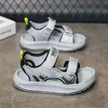 Grey children's breathable sports sandals with hook-and-loop straps for boys - 27 / Starlight Gray