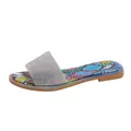 Stijlvolle dames platte slippers met strass en een kleurrijke binnenzool met print - 35 / Multicolor Slangenprint