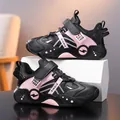 Baskets élégantes noir et rose pour enfants avec cuir imperméable et semelle souple - Noir rose